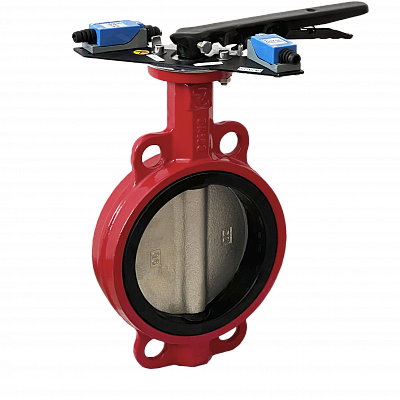 Затвор дисковый Ridval тип RVB 01 DN050 рукоятка,с УКП о/з.IP64 (красный) диск н/ж